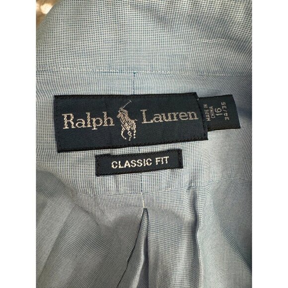 Ralph Lauren Light Blue Cotton Logo Embroidered Classic Fit Oxford Shirt Size 16 - Picture 6 of 6
